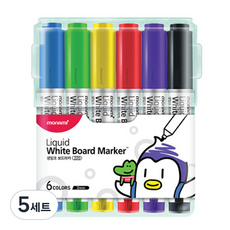 모나미 생잉크 보드마카220 6색 세트 A, YELLOW, RED, GREEN, BLUE, PURPLE, BLACK, 30개