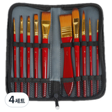 BERENYART 美術畫材水彩畫筆組 深紅色, 2號, 4號, 6號, 10號, 3/4號, 1"#號, 3/4#號, 8號, 4號, 0號, 4套