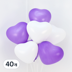 Partyzzang 愛心氣球, 紫色, 白色, 40個