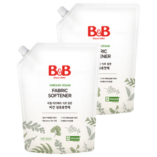 비앤비 유아 무향 비건 섬유유연제 리필형, 1.5L, 2개