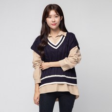 CARET 女款V領麻花針織背心