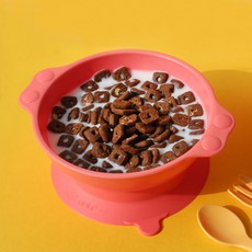 UINLUI 防傾倒孩童碗, 珊瑚粉, 1組