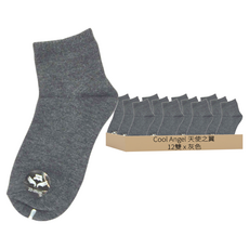 天使之翼 CA-12 1/2學生襪 灰色 尺寸22-26cm 12雙入