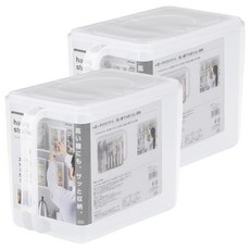 inomata 附柄收納箱 日本產 約9.5L, 32 x 18.7 x 23.3cm, 透明, 2個