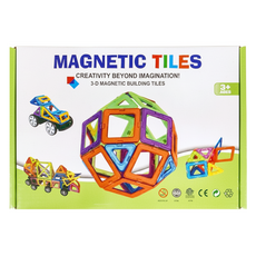 百變磁力片 Set 30, 3D磁性積木片，適合3歲以上, 彩盒 + 車輪組 多色, 1盒
