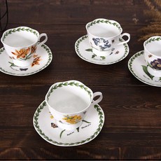 BELUZ CASA 花朵圖案咖啡杯盤 4件組, 混色, 1套