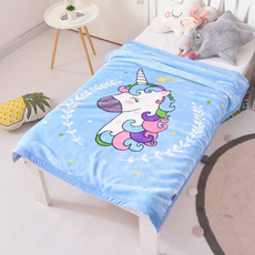 雙層加厚多功能法蘭絨兒童雲毯 100%聚酯纖維, 馬卡龍 藍色