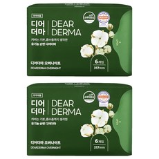 HERBDAY Dear Derma蝶翼型衛生棉, 6片, 夜用型(317mm), 2包