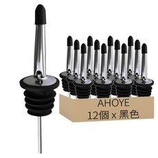 AHOYE 不鏽鋼酒嘴, 黑色, 12個