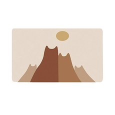 西格傢飾 畢卡喵軟珪藻土防滑吸水地墊, 珪藻泥纖維層, 瞬間吸水, 快速揮發, 橡膠發泡層, 防滑橡膠底層, 柔軟耐磨, 喵喵山, 40 x 60cm