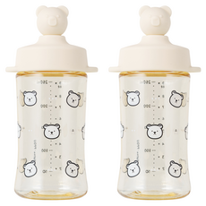 AKIOOM 幼兒小熊PPSU吸管杯, 2個, 260ml, 燕麥