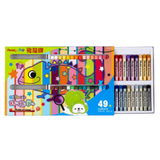 Pentel 飛龍文具 Arts 粉蠟筆 49色套裝, 色彩鮮明亮麗, 易於混色調色, 平塗效果出色, 專為兒童設計, 49色, 1盒