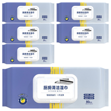 廚房清潔濕巾, 1入, 6包