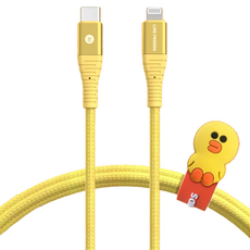 ONPRO LINE FRIENDS USB-C-Lightning 充電/傳輸線, 1.2m, 莎莉 黃色, 1條