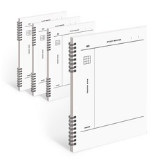 MUNID 5mm 方格康奈爾線圈筆記本, 白色, 4個