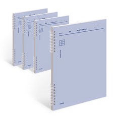 Munid 5mm格子彈簧筆記本, 獨立藍, 4個