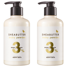 HAPPY BATH 乳木果油3%香氛身體乳 嬰兒爽身粉香, 500ml, 2瓶