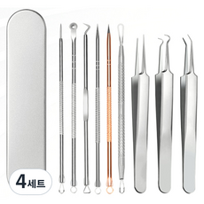 피니어스 스테인리스 블랙헤드 핀셋 9종 세트, 4세트