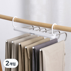 욜로라이프 클립형 바지걸이 6구, 화이트, 2개입