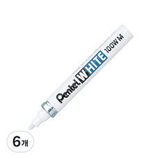 Pentel 飛龍文具 麥克筆 中 2.5mm 100W-M, 白色, 6個