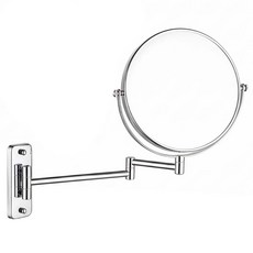 DAY&DAY 日日家居 壁掛式雙面伸縮鏡 304不鏽鋼 鏡面 Ø180MM 底座 W48 x H125MM, 銀色