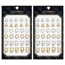 MEIBROWN 透視感美甲 混合圖形 大容量 美甲貼飾 P032, 混合顏色, 2個