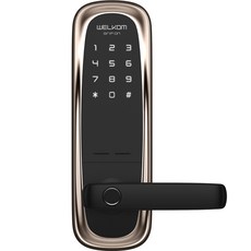 솔리티 웰콤 그립온 지문인식 무타공 손잡이 있음 도어락, WM-650B, 고객직접설치