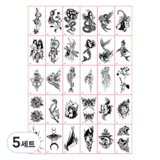 Fokermus 海娜紋身貼紙 迷你30款套組, 5套, I款