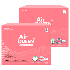 Air QUEEN Origin Plus超薄棉質衛生棉, 20片, 2盒, L(28cm)