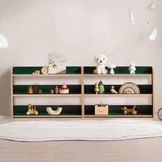 윌로우 조이 마이비 낮은 아기 유아 어린이 오픈형 교구장 3단 826 x 564 mm 방문설치, 딥그린 + 자작나무