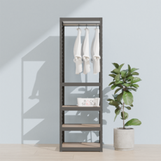 랙셈블 선반 5단 + 행거봉 세트, 블랙