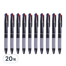 Holipic 3色原子筆組 0.7mm, 20個, 黑色(筆桿), 黑色 + 紅色 + 藍色(墨水)