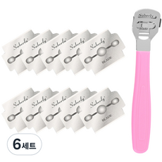 모모리빙 굳은살제거 발 각질 면도기 핑크 + 면도날 10p 세트, 6개