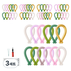 피앤비유니티 요술풍선 50p + 펌프 + 레터링스티커 +스티커집게 세트, 그레이티 파스텔 빈티지 혼합7색, 3세트