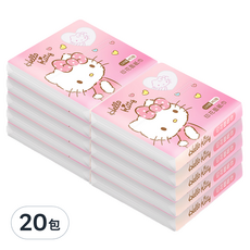 ONEDER 旺達棉品 三麗鷗凱蒂印花面紙巾 輕巧方便攜帶 原生紙漿製造, 10包, 2組