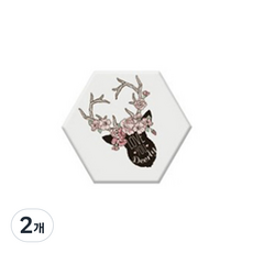 미끄럼 방지 규조토 컵받침, 15하트사슴, 2개