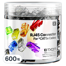 티엑스온 CAT5E RJ45 커넥터 8P8C 플러그, 21.5mm, 600개, 블랙
