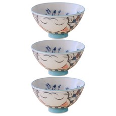 JUST HOME 美濃招財貓飯碗 (3入組 250ml) 藍色 陶瓷 日本製, 1組
