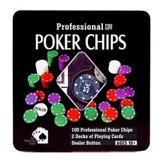 撲克套組 撲克牌 2副 + 籌碼 100片, 混和顏色, 1套
