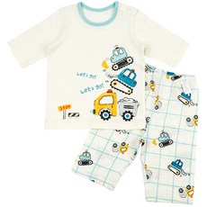 Maykids 男童款工程車塗鴉印花棉質7分袖家居服套裝