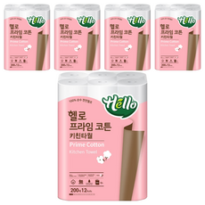 Hello Products 捲筒式廚房紙巾 200張, 12捲, 5袋
