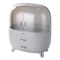 ecoco 意可可 美妝蛋雙開抽屜化妝品收納盒 大款, 灰色, 1個