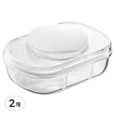 Richi Ssalbong 藥丸切割 3格 便攜式藥盒 透明白色 9.5 x 6.5 x 3 cm, 2個