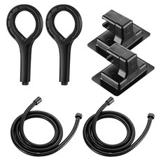 모나코올리브 심리스 집중호우 샤워기 소낙B + 호스 + 각도조절 거치대 세트, 2개, 블랙