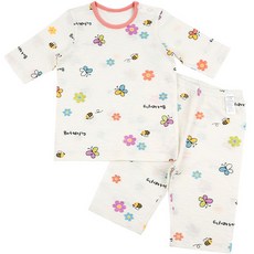 Maykids 女童款花朵圖案七分袖上衣長褲套裝