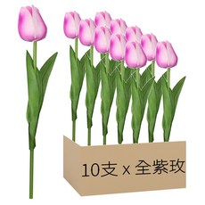 仿真鬱金香 34cm 12g, 全紫玫, 10支