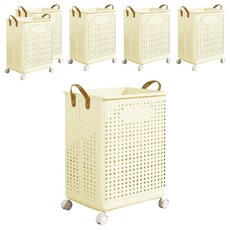 帶手把折疊收納籃, Single Basket, 米色