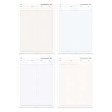 TUCO.B 網格厚款便條紙 4款套組 B5 120g, 棕色 + 灰色 + 粉紅色 + 藍色, 1套