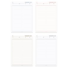 TUCO.B 橫線厚磅便條紙本 4入組 B5 120g, 棕色 + 灰色 + 粉紅色 + 藍色, 1套