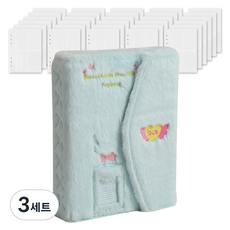 마다꾸미 콜렉트북 캐릭터 다이어리 포카 바인더 6공 + 속지 40p 세트, 바인더(블루), 3세트